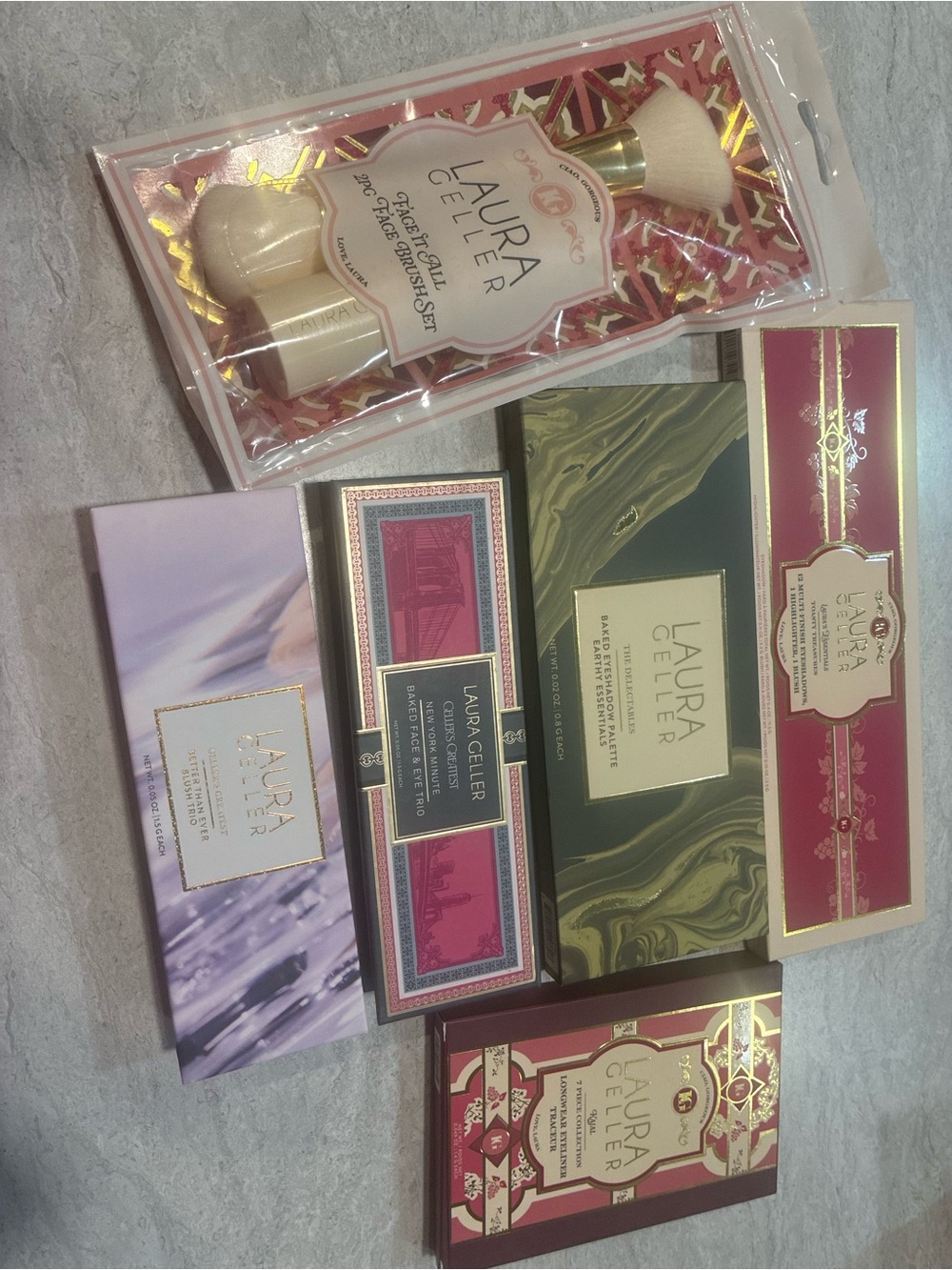 Laura Geller Makeup Palette & Brush Set - Pink & Gold